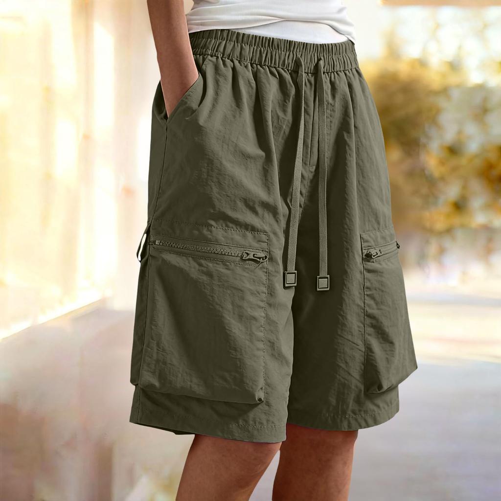 Women's Cargo Hiking Shorts Summer Casual Bermuda With Pockets Drawstring Elastic Lightweight Quick Dry Outdoor