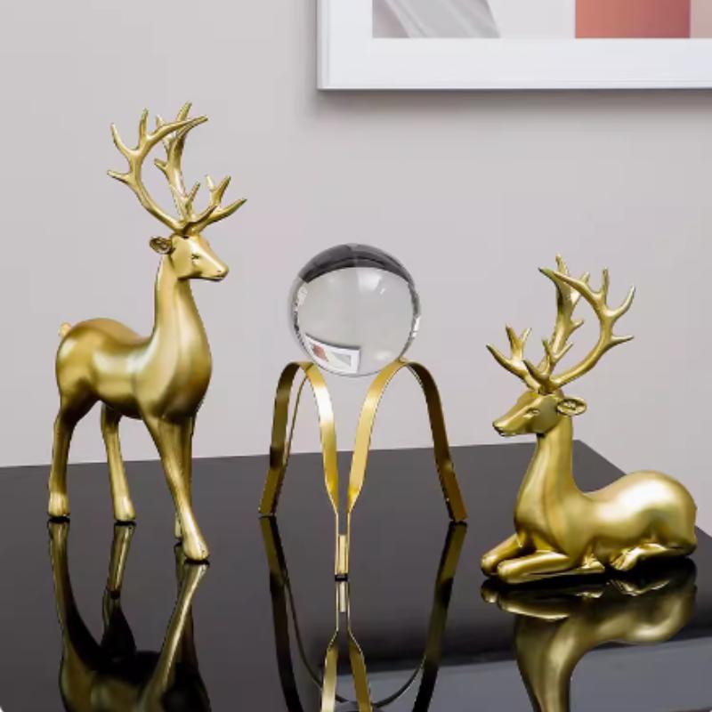 Deer statue standing and sitting resin sculpture reindeer statue decoration deer decoration home entrance desktop decoration