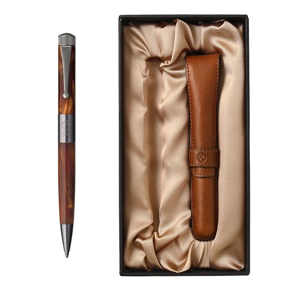 Romeo Romeo Gift Set  Small Ballpoint Pen And Pen Case  Brown
