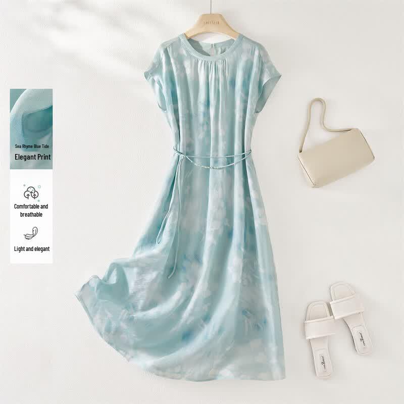 IHIMI Women s Summer Tie-Dye A-Line Midi Dress L