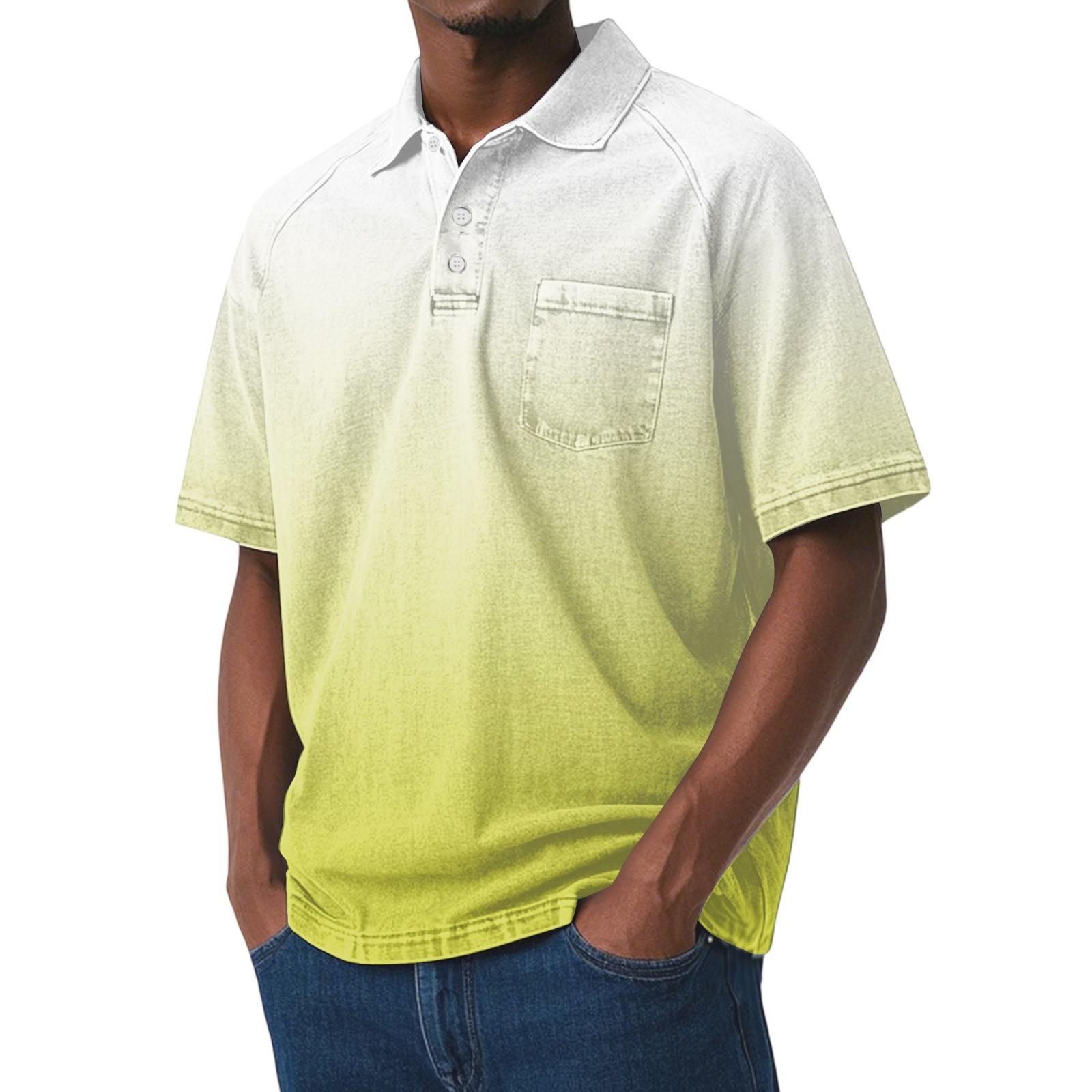 

Мужская состаренная рубашка с коротким рукавом и градиентным принтом M жёлтый