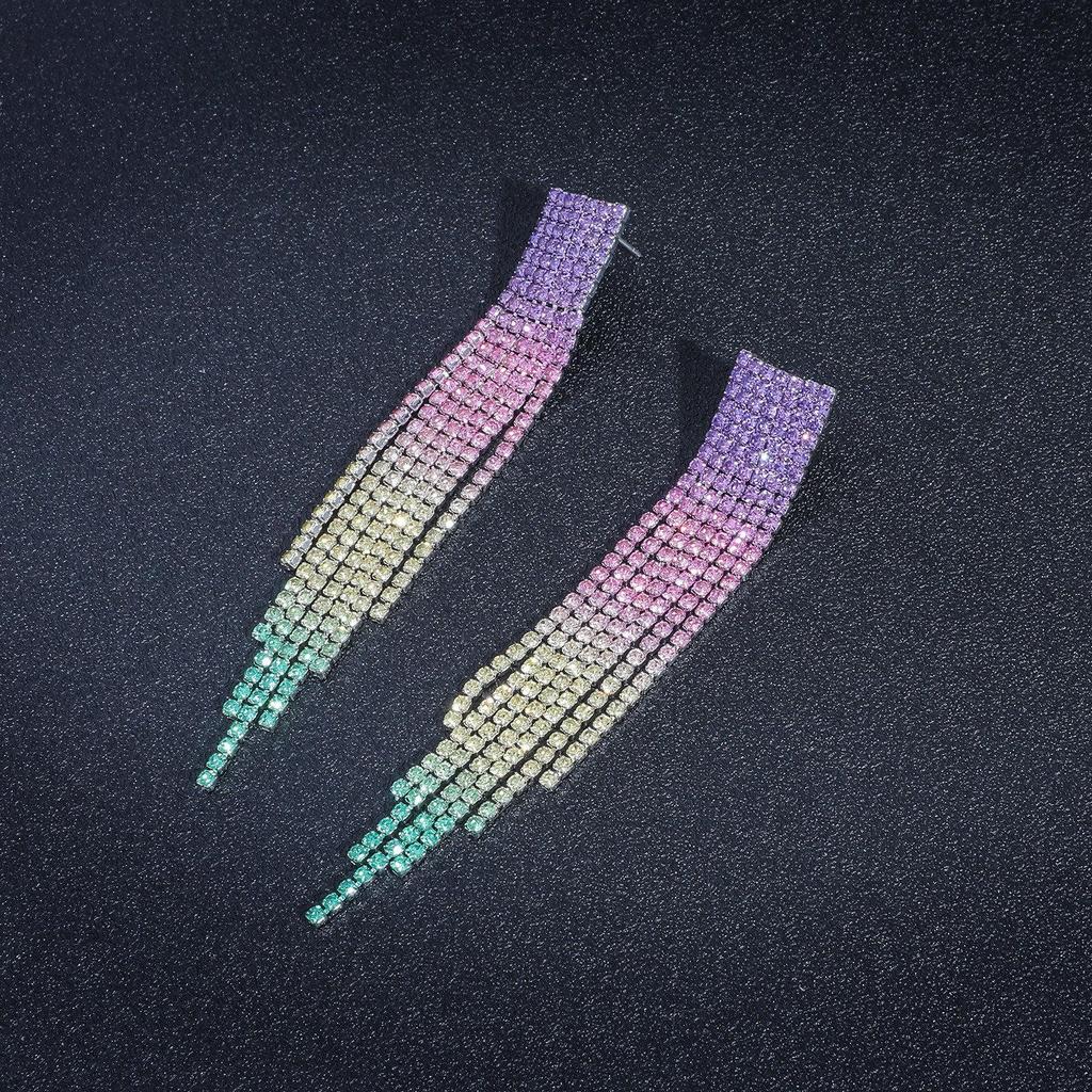 Elegant Rhinestone Tassel Earrings: High-End Shiny Diamond Design for Women