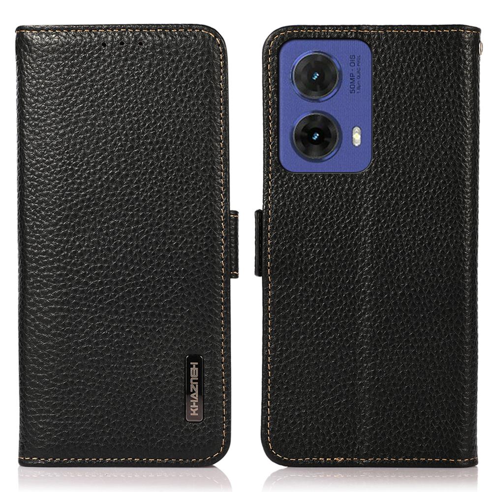 For Motorola Moto G85 5G/S50 Neo 5G Case Genuine Cow Leather Phone Cover RFID Blocking