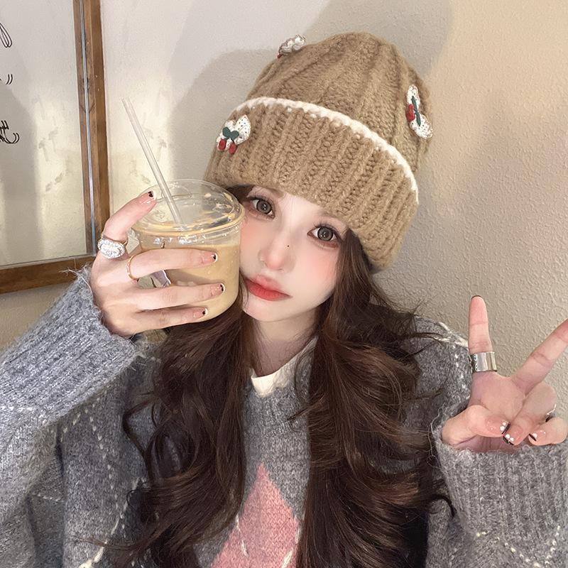 New Wool Hat for Women Warm and Cold Hat Showing Their Faces Cute Knitted Hat for Women Plus Velvet Ear Protection Head Hat for Women