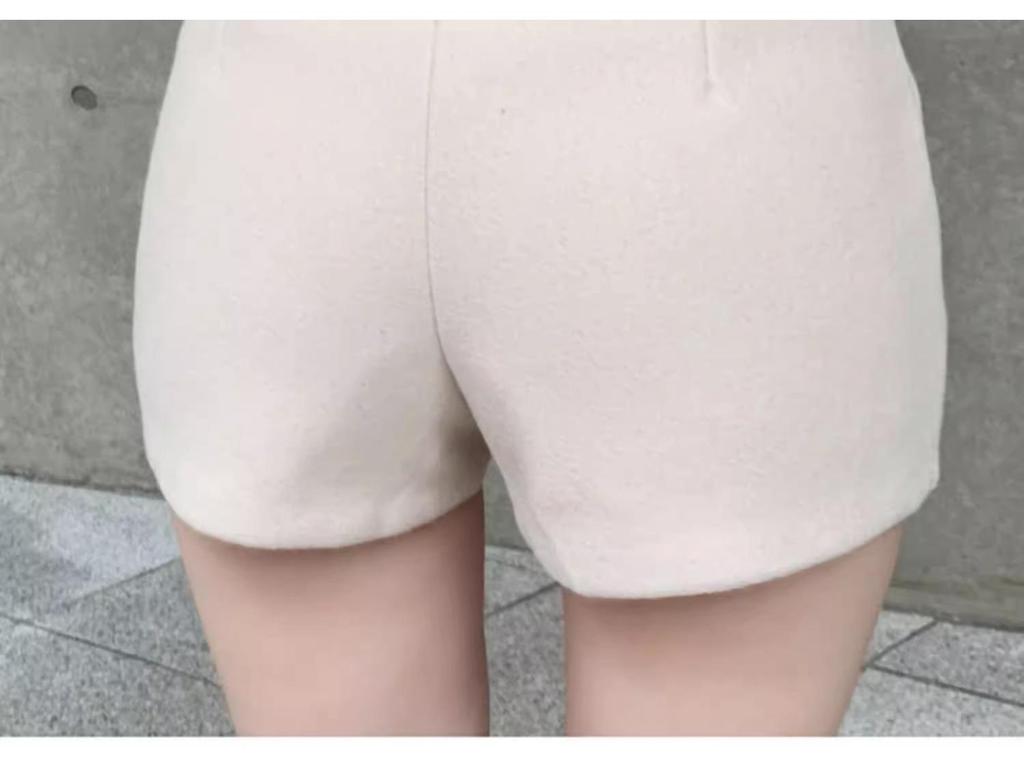 2023 Women's Woolen Black High-Waist A-Line Shorts: Autumn/Winter Slimming Casual Korean-Style Boot Shorts