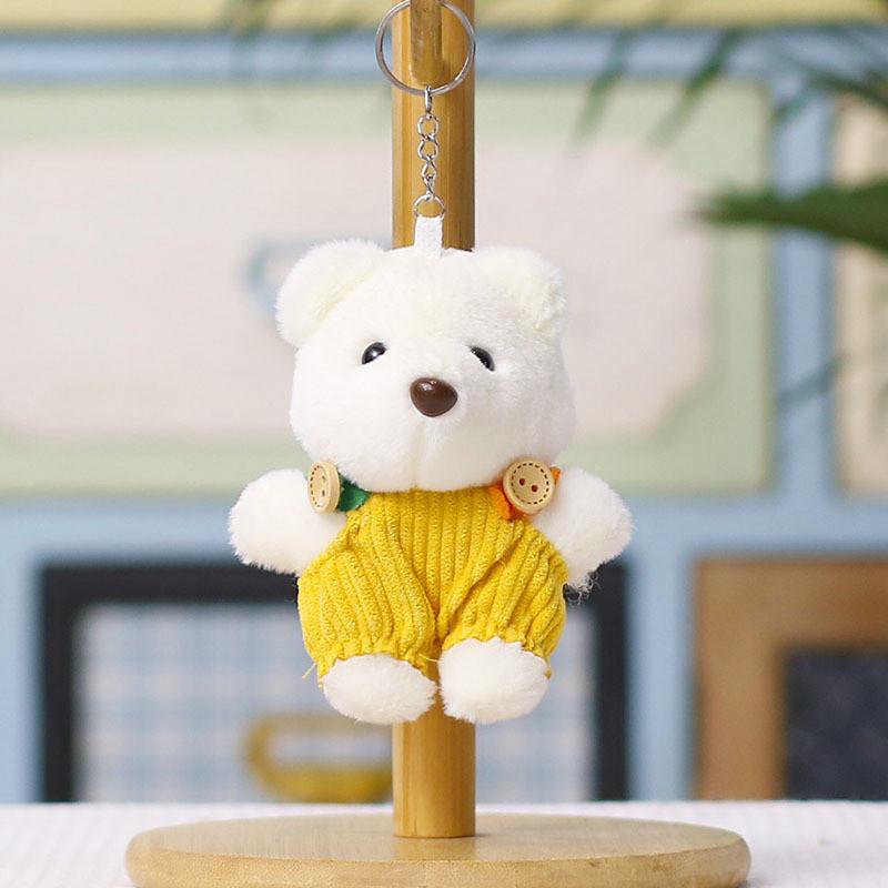 Plush Teddy Bear Keychain With Cute Suspender Design For Bags And Backpacks