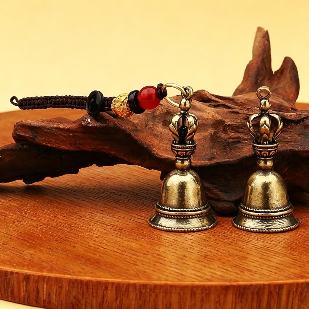 1PC Brass Handicraft Die-casting Drop Magic Antique Bell Wind Bell Tibetan Bronze Bell Creative Gift Home Decoration Pendant
