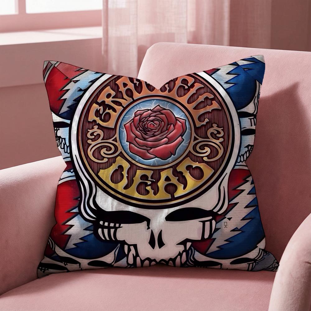 Grateful Dead Rock Band Cushion Cover Multi-Scene Pillow Cover for Home & Car - Reversible, Soft & Durable for Daily Use