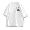 Unisexs Casual Oversized Tshirts Cute Black Cat Print Short Sleeve Tees Summer Loose Streetwear Basic Tops