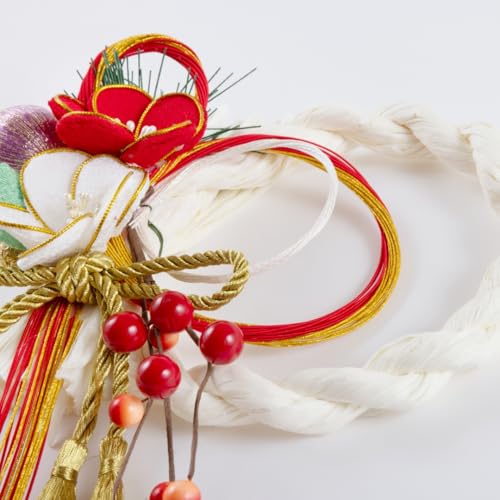 Hideshime New Year's Decoration Shimenawa (Sacred Rope) Stylish Dusty Color Modern Decoration Wreath Type Dusty White MD-40