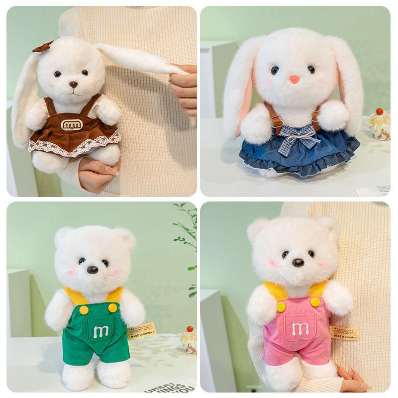 Overalls Cute Letter Teddy Bear Plush Toy Children Companion Toy For Gift