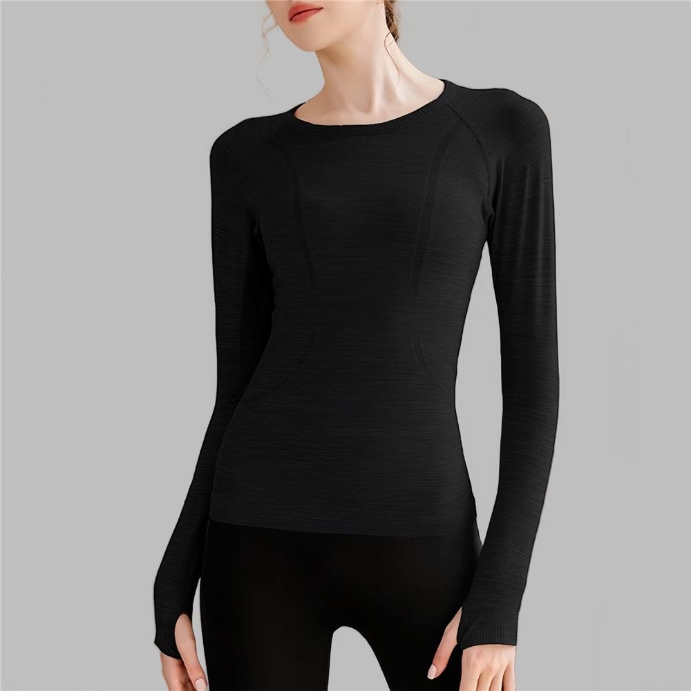 Sports Tops For Women In Autumn And Winter, Tight Fitting Round Neck Yoga Clothes, Professional Running, Pilates Training, Gym Clothes, Long Sleeves
