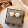 Silver Needle French Retro Gentle Cotton Pearl Stud Earrings, Light Luxury High Sense Hepburn Style Temperament Pearl Earrings Women