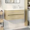 VidaXL Ensemble De Meubles De Bain 2pcs Céramique Et Bois D'ingénierie, Armoire De Salle De Bain, Meuble De Salle De Bain, 3307660