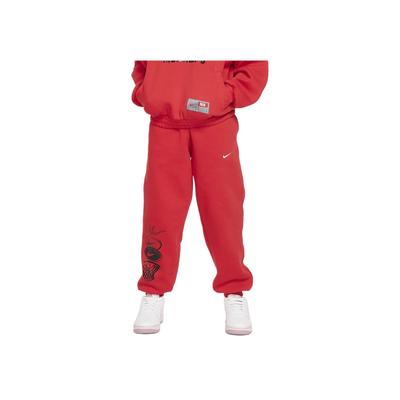 Kids Loose Fit Elastic Pattern Print Trousers Kids Bottoms Red FN8353-657