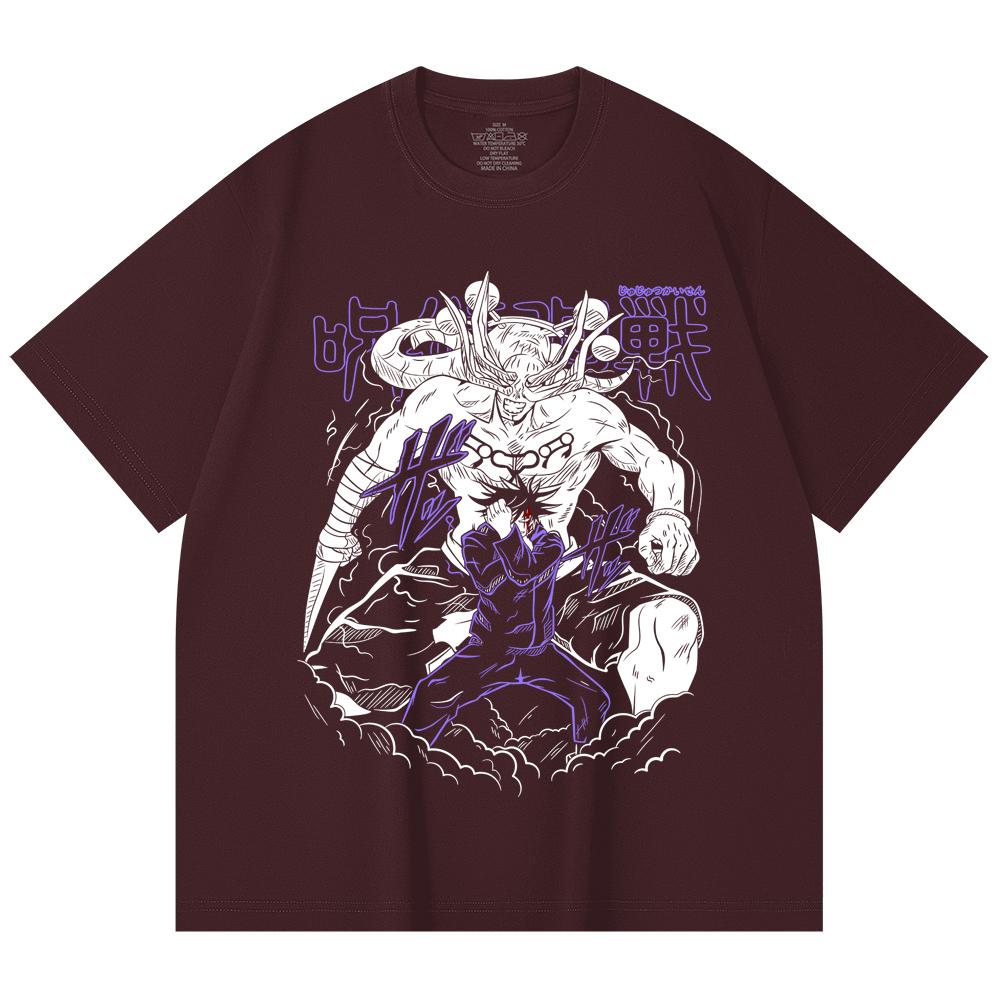 

230 Gsm 100% Cotton Jujutsu Kaisen V35 Mahoraga Print Unisex Heavy Cotton T Shirt 2XL