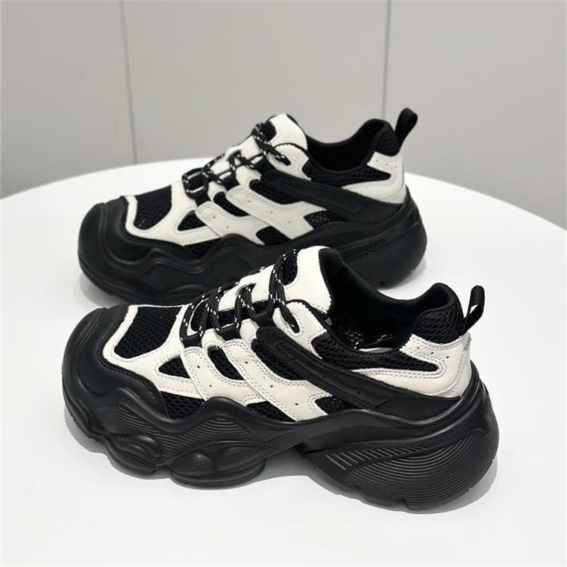 Dámské sportovní boty s tlustou podrážkou, prodyšné síťované, design pro úzký trh, jaro a podzim 2025, všestranné, ležérní, outdoorové, horolezecké