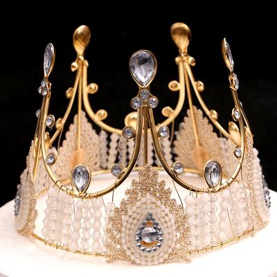 Cake Baking Decoration Bridal Lace Crown Birthday Accessories Vintage Queen Big Round Tiara