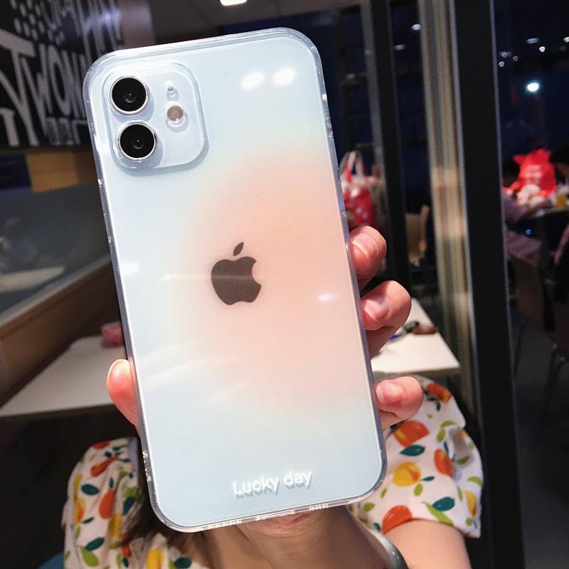 Colorful Gradient Transparent Phone Case For iPhone 16 Pro Max 15 14 13 12 11 X XS XR 7 8 Plus Fashion Simple Shockproof Cover