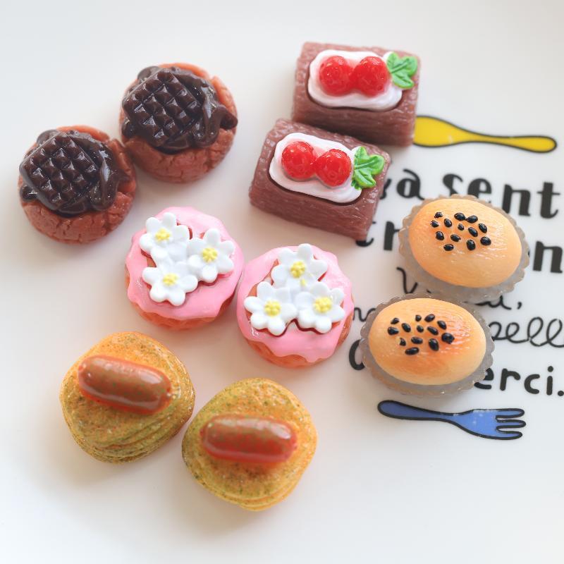 Childlike DIY Cream Bread Cake Keychain Pendant - Resin Craft Accessories
