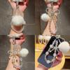 Bow Round Ball Plush Phone Chain With Keychain Attachment For Ladies Fashion Accessory