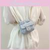 Trendy Black White Blue Pink Knitted Small Square Chain Shoulder Bag For Women