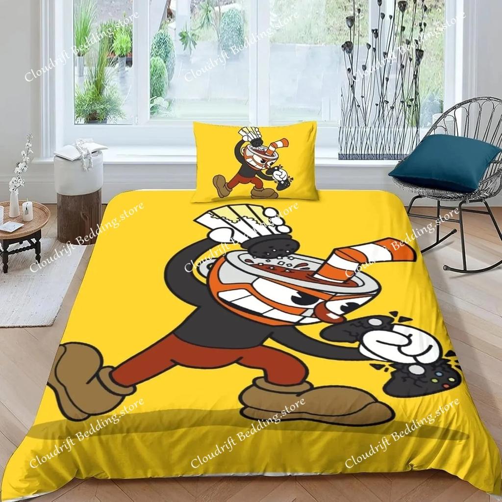 The Cuphead Show Cartoon Bedding Sets Exquisite Bed Supplies Set Duvet Cover Bed Comforter Set Bedding Set Birthday Gift026