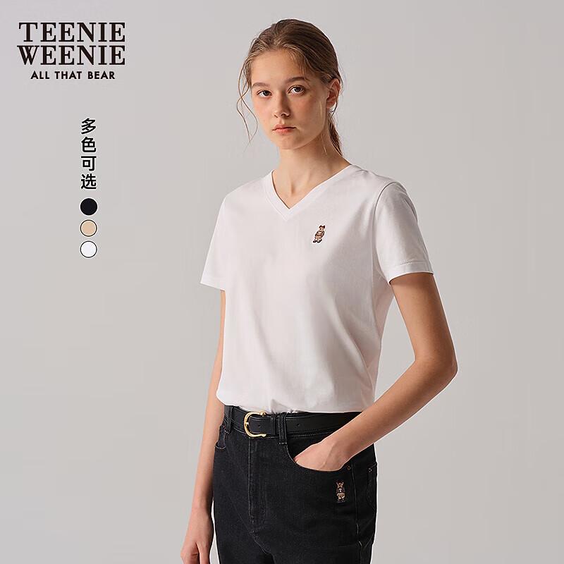 Teenie Weenie Cartoon Bear V-Neck Loose-Fit T-Shirt