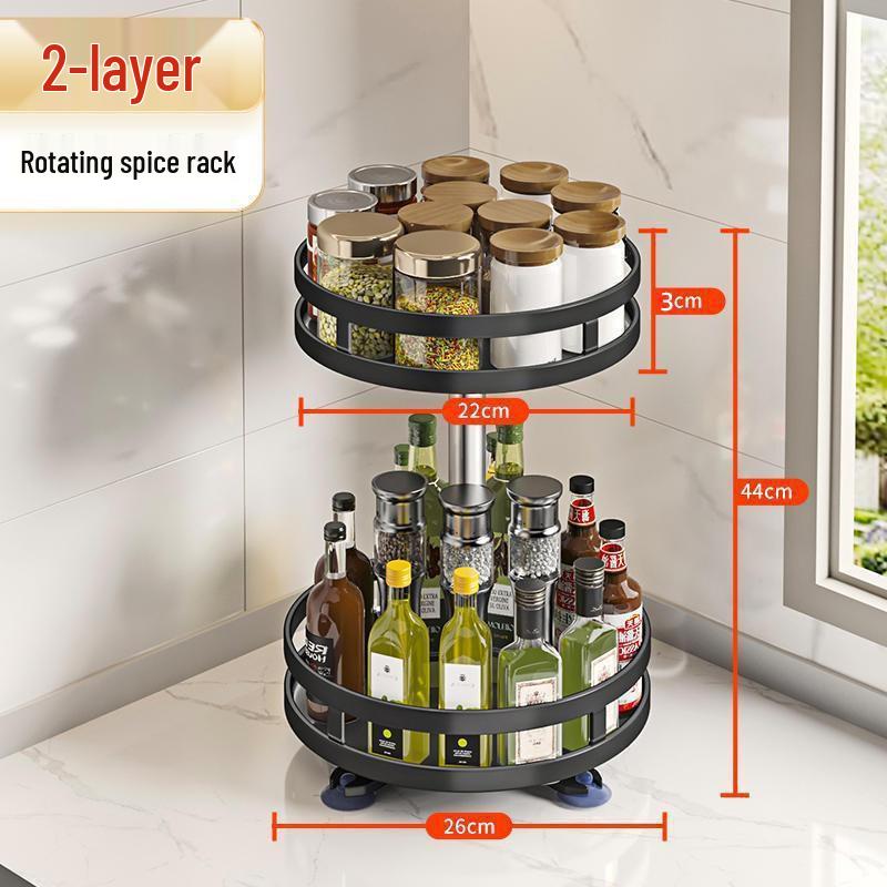 360° Rotating Kitchen Countertop Rack for Seasonings, Oils, and Condiments