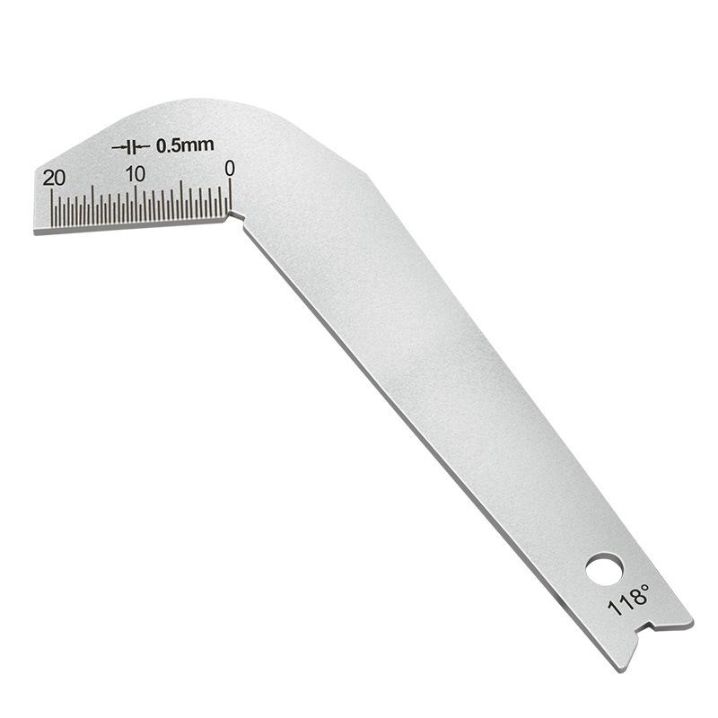 

Шаблон для измерения угла при вершине и режущей кромки сверла из нержавеющей стали 118°