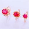 Russia 585 Purple Gold Plated Rose Gold Egg Surface Lace Red Stone Ring Exquisite Fashion Foreign Style Ring