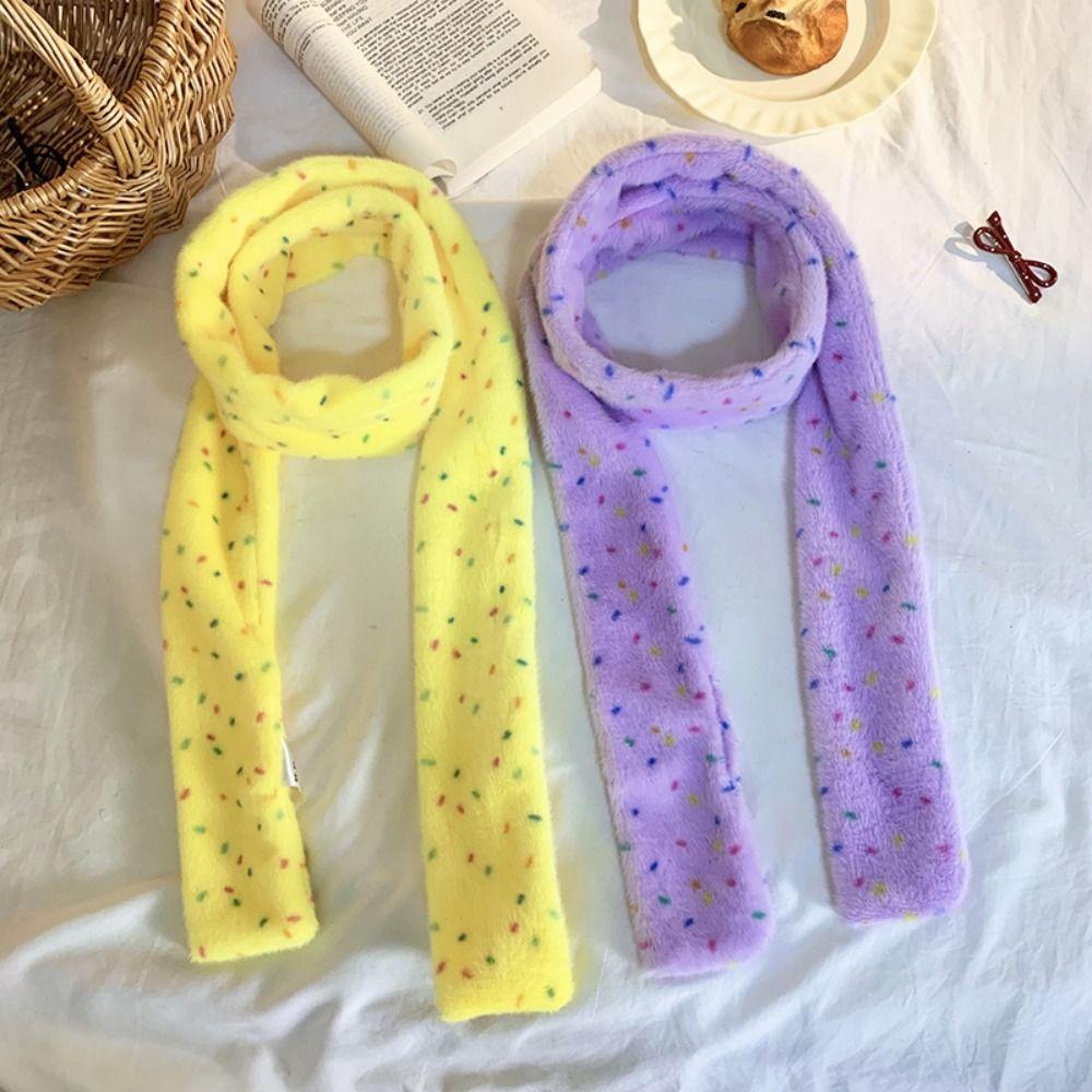 Korean Style Dopamine Dot Scarf Colorful Winter Neck Warmer Cashmere Knitted Scarf  Autumn Winter