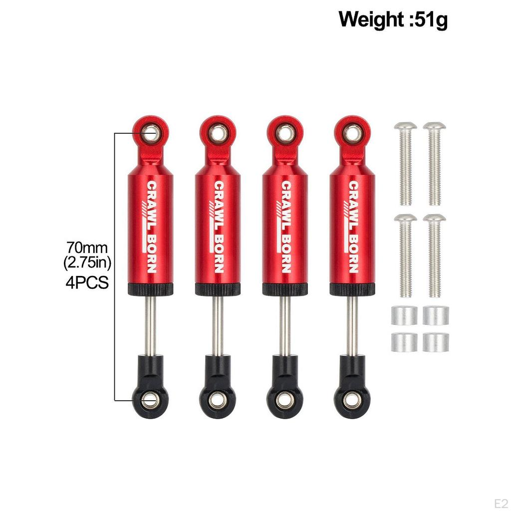 4 Pieces RC Car Shock Absorbers Dampers Alloy Oil Replacement with Screw for 1/10