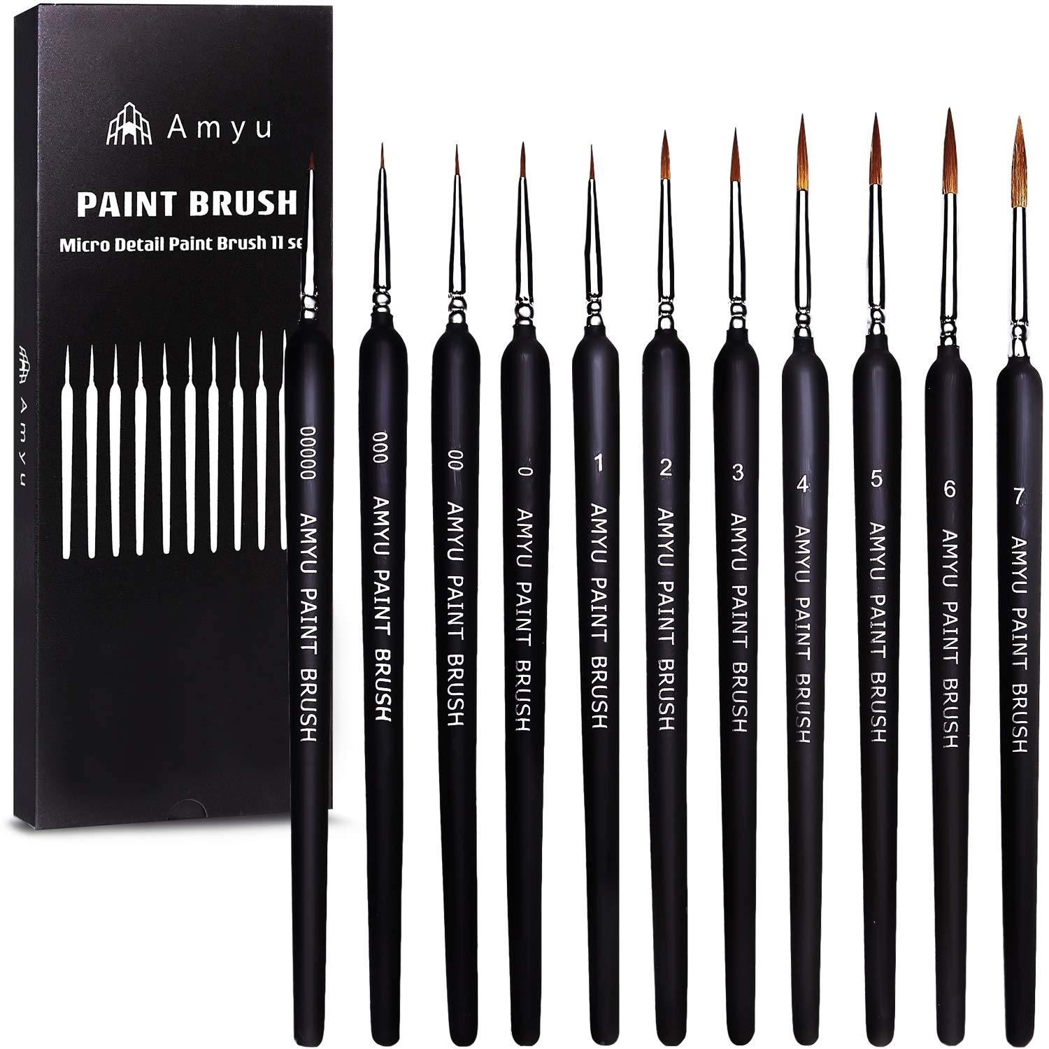 

Amyu Paint for Painting Plastic Models and Set Brushes, Black, Figures, 11-Piece чорний