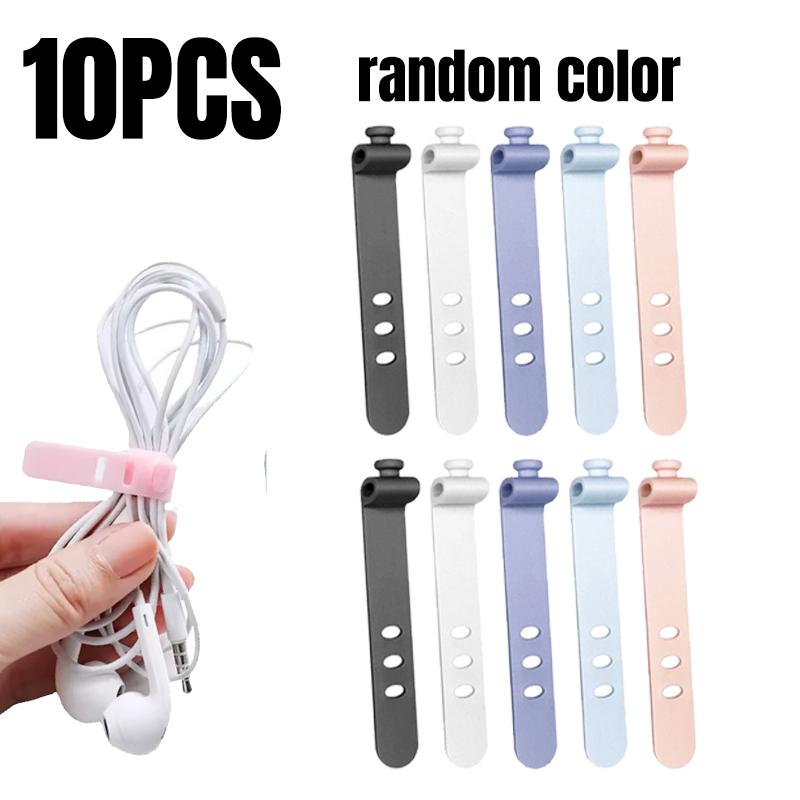 1-11pc Cable Organizer Ties Silicone Wire Management Bobbin Winders Flexible Tie Desktop USB Data Cord Earphone Wire Line Wrap