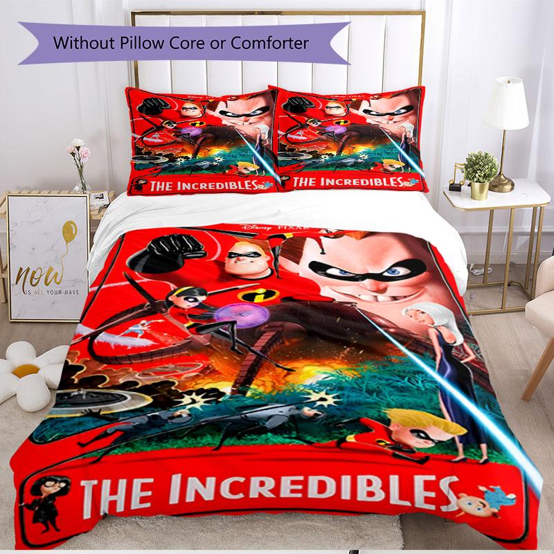 3pcs Duvet Cover Set (1*Duvet Cover + 2*Pillowcase, Without Core), Incredibles Print Soft All‑Season Bedding Set, Home Bedroom Decor Gift