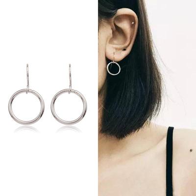 Simple Smooth Round Circle Drop Dangle Earrings for Female Geometric Pendant Ear Wedding Jewelry