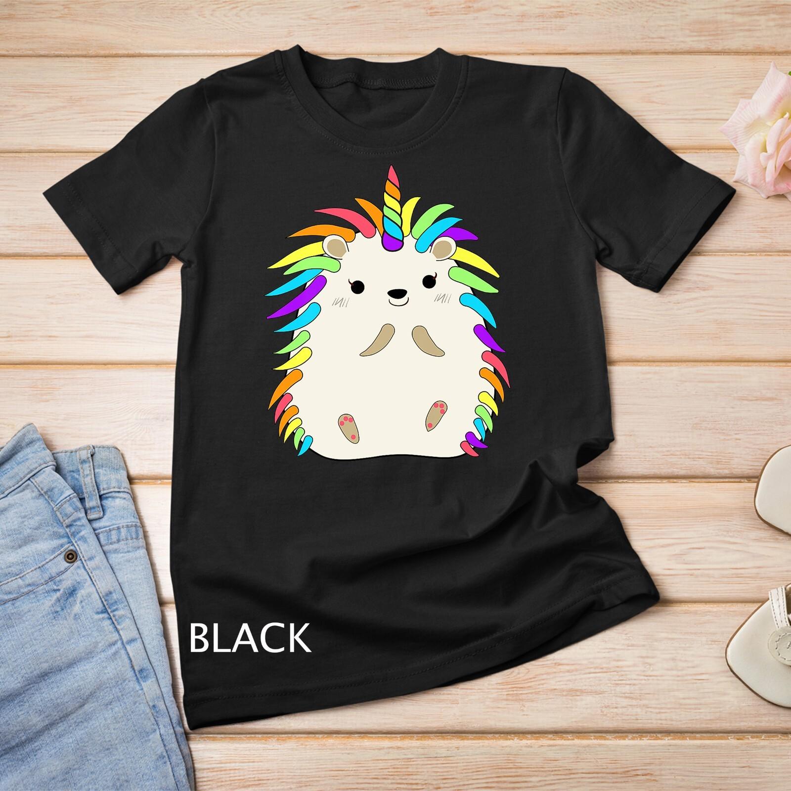 Rainbow Hedgehog Unicorn Funny Pet Animal Lover Girl Premium Unisex T-Shirt Mens Womens Tees Top 3XL