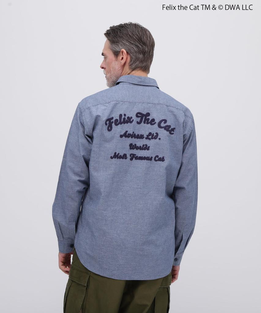 AVIREX FELIX CHAMBRAY Size SHIRT, Men's, 2XL, 367, Indigo, 783-5120008