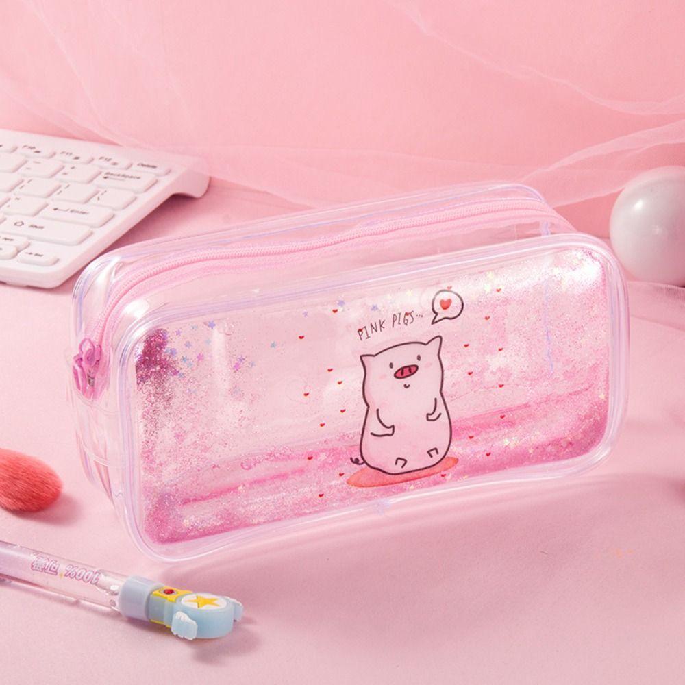 

ПВХ пенал мультяшная косметичка новая сумка для канцелярских принадлежностей Pig Pink