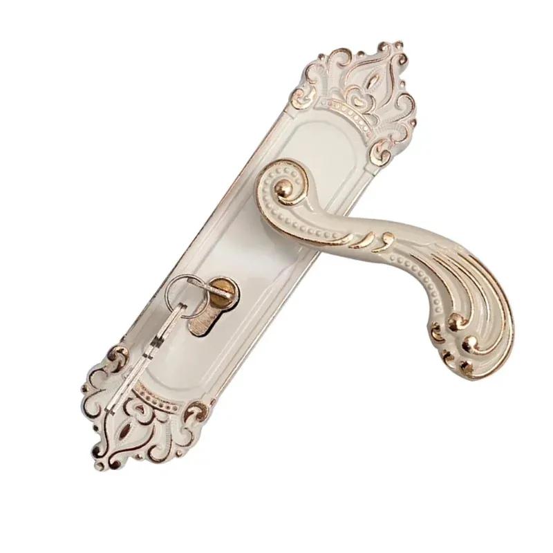 European Style Handle Lock Door Lock Key Kit Combination Aluminum Alloy Retro Lock Family Room Door Hardware Accessories