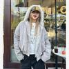 2KWEIRD American Retro Fur Collar Hooded Jacket Women Y2K Streetwear Winter New Velvet Thickened Warm Harajuku Loose Casual Jacket