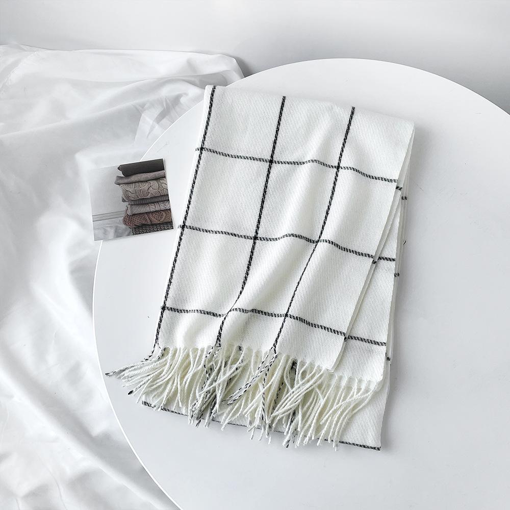 

Женский осенне-зимний шарф из имитации кашемира, простой и утолщенный теплый клетчатый шарф, универсальная шаль 200*60cm