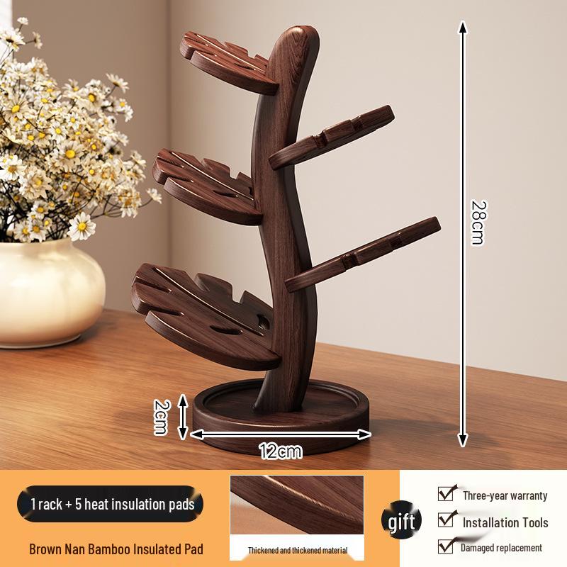 2025 Creative Chinese Style Insulated Tea Mat & Coaster for Tea Ceremony Walnut color