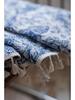 Imanqi Yun Blue Butterfly Jacquard Tassel Semi-Blackout Curtains for Kitchen or Bay Window