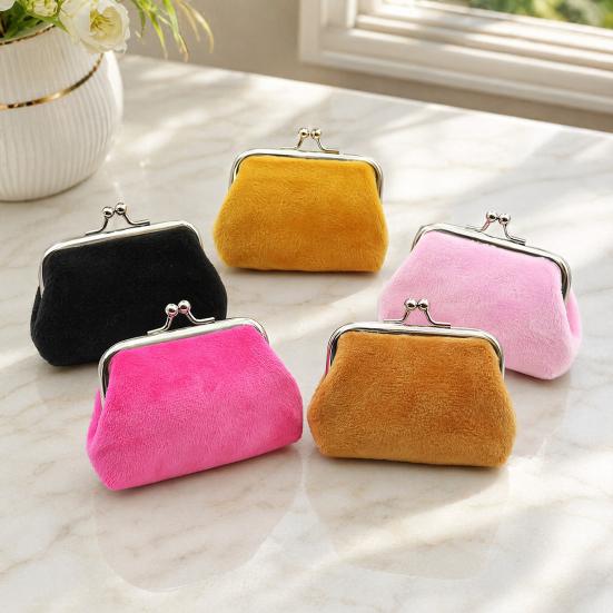 Mini Coin Purse, with Classic Kiss-lock Buckle Design, Portable Velvet Coin Purse, for Coins Earrings Lipstick Samples Daily Use