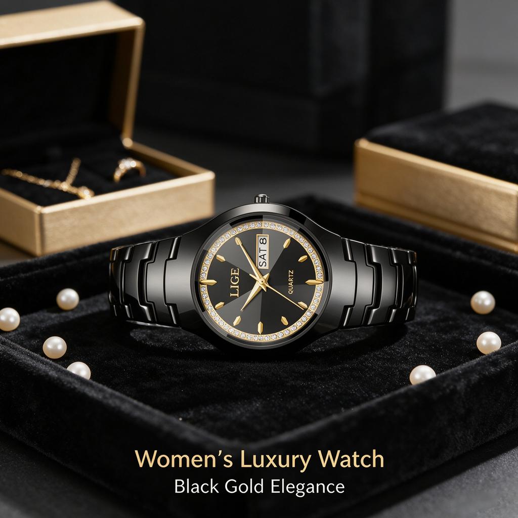 LIGE New Luxury Woman Watch Waterproof Stainless Steel Luminous Date Ladies Watch Simple Casual Women’s Quartz Watches