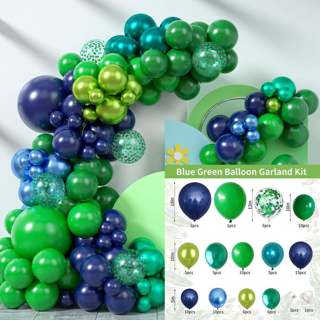 Jungle Green Birthday Arrangement Balloon Chain Package Festive Wreath Arch Party Decoration