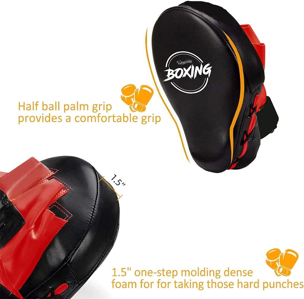 Valleycomfy Punching Mitts Boxing Punching Gloves Mitts Training Martial Arts Karate Practice Relieve Lack of Exercise (Black Red)