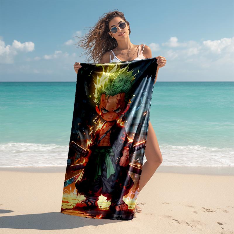 Proof Beach Towel with One Piece Zoro Pattern - Soft,absorbent,quick-drying,machine Washable - Perfect for Swimming,camping,bathing